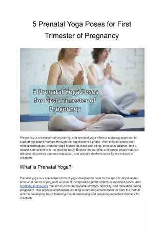 5 Prenatal Yoga Poses for FIrst Trimester of Pregnancy