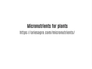 Micronutrients in Agriculture