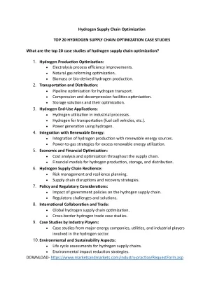 Hydrogen Supply Chain Optimization