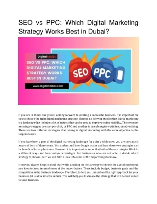 SEO vs PPC Which Digital Marketing Strategy Works Best in Dubai