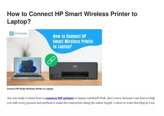 How to Connect HP Smart Wireless Printer to Laptop ?