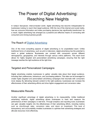 The Power of Digital Advertising: Reaching New Heights