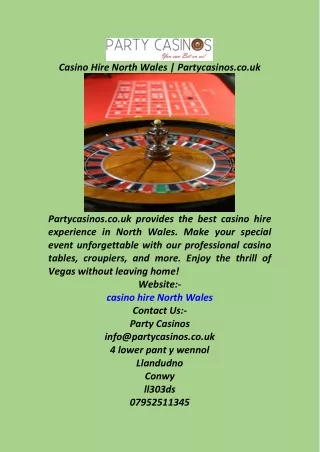 Casino Hire North Wales  Partycasinos.co.uk