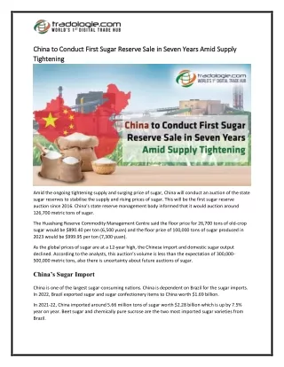 6-China to Conduct First Sugar Reserve Sale in Seven Years Amid Supply Tightening