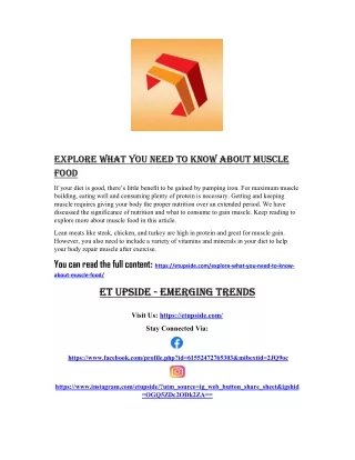Explore What You Need to Know about Muscle Food