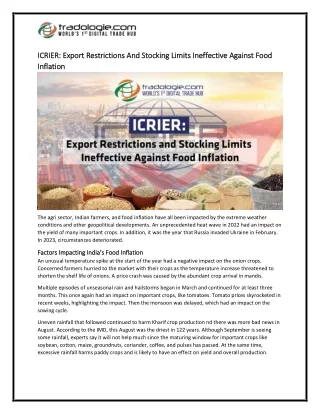 8-ICRIER Export Restrictions And Stocking Limits Ineffective Against