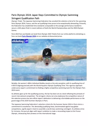 Paris Olympic 2024 Japan Stays Committed to Olympic Swimming Stringent Qualification Path