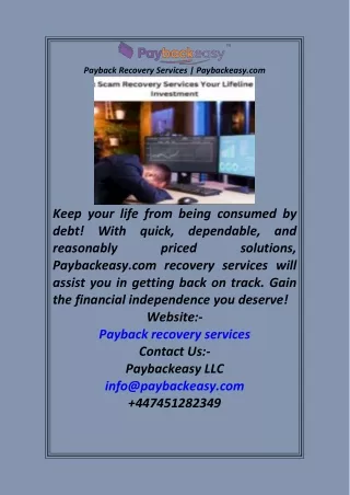 Payback Recovery Services  Paybackeasy.com