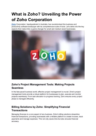 What is Zoho_ Unveiling the Power of Zoho Corporation