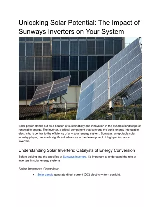 Unlocking Solar Potential: The Impact of Sunways Inverters on Your System