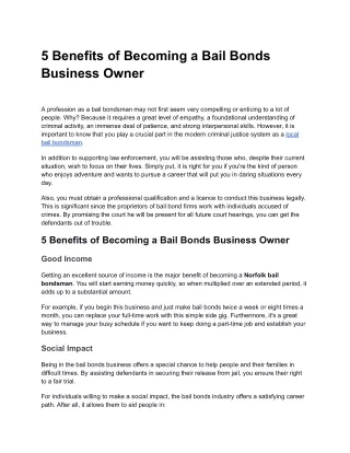 5 Benefits of Becoming a Bail Bonds Business Owner