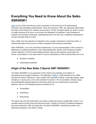 Everything You Need to Know About the Seiko SSK005K1