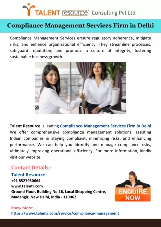 Compliance Management Services Firm in Delhi