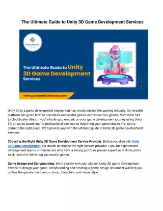 Unity Game Development | Panoramic Infotech
