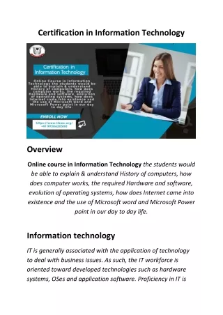 Certification in Information Technology