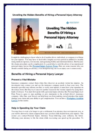 Unveiling The Hidden Benefits Of Hiring A Personal Injury Attorney