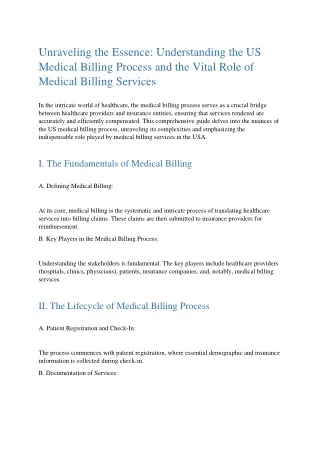 Unraveling the Essence Understanding the US Medical Billing Process and the Vital Role of Medical Billing Services