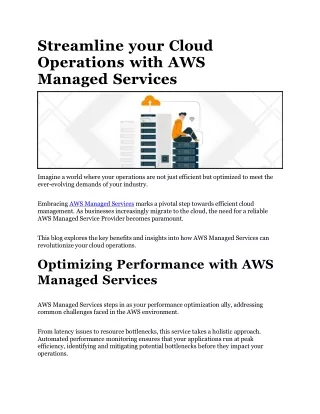 Streamline your Cloud Operations with AWS Managed Services