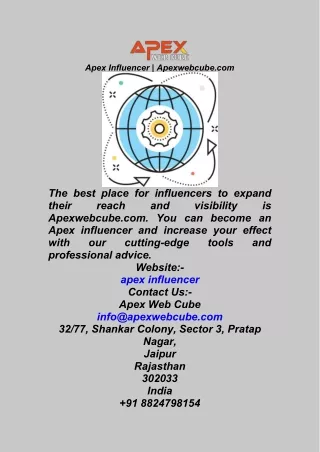 Apex Influencer  Apexwebcube.com