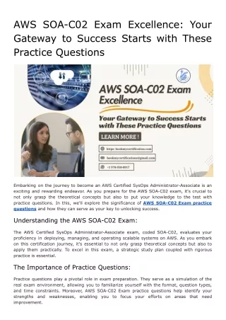 AWS SOA-C02 Exam Excellence_ Your Gateway to Success Starts with These Practice Questions