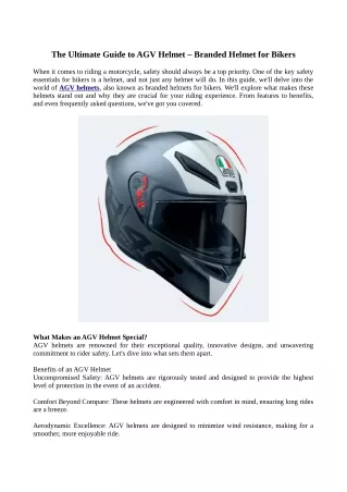 The Ultimate Guide to AGV Helmet – Branded Helmet for Bikers