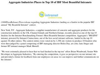 aggregate industries places in top 10 of ibf most beautiful