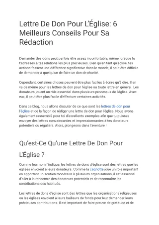 Lettre De Don Pour L'Église  6 Meilleurs Conseils Pour Sa Rédaction