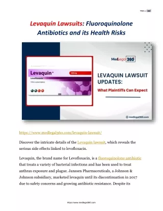 Levaquin lawsuits: Fluoroquinolone Antibiotics and its Health Risks