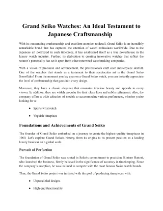 Grand Seiko Watches_ An Ideal Testament to Japanese Craftsmanship_