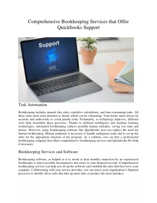 Comprehensive Bookkeeping Services that Offer Quickbooks Support