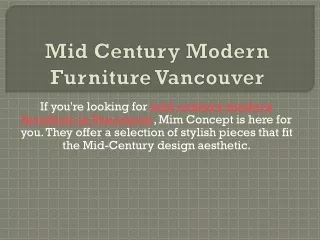 Mid Century Modern Furniture Vancouver