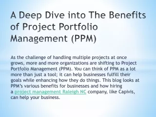 A Deep Dive into The Benefits of Project Portfolio Management (PPM)