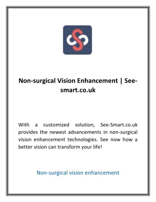 Non-surgical Vision Enhancement | See-smart.co.uk