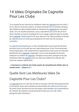 14 Idées Créatives De Cagnotte Pour Les Clubs.