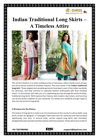 Indian Traditional Long Skirts – A Timeless Attire