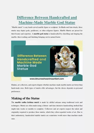 Difference Between Handcrafted and Machine-Made Marble God Statue