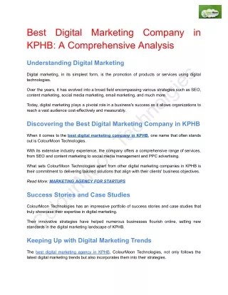 Best Digital Marketing Company in KPHB_ A Comprehensive Analysis