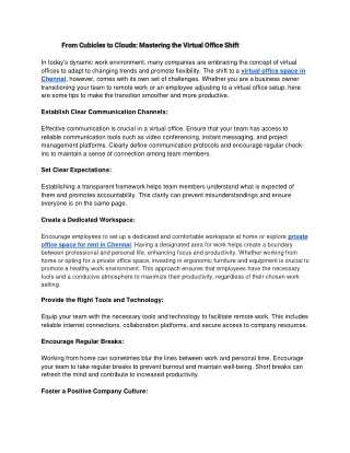 From Cubicles to Clouds_ Mastering the Virtual Office Shift