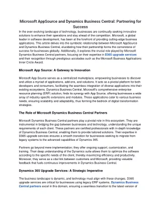 Microsoft AppSource and Dynamics Business Central_ Partnering for Success