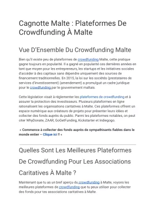 Les 5 Meilleures Plateformes De Crowdfunding Malte