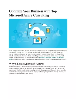 Optimize Your Business with Top Microsoft Azure Consulting