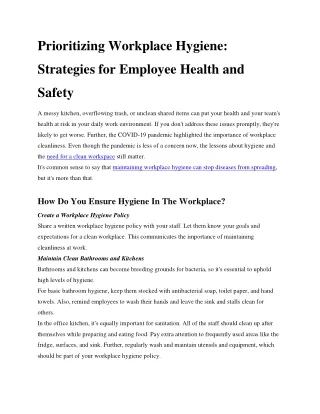 Prioritizing Workplace Hygiene_ Strategies for Employee Health and Safety