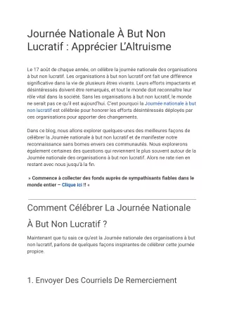 Journée Nationale à But Non Lucratif _ 6 Meilleures Façons De La Glorifier