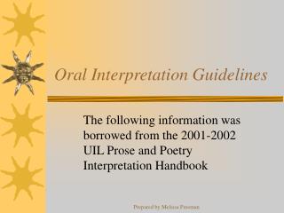 Oral Interpretation Guidelines