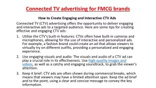 Connected TV advertising for FMCG brands