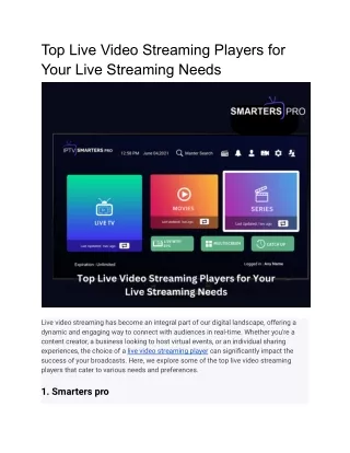 Top Live Video Streaming Players for Your Live Streaming Needs