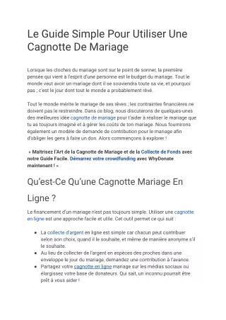 Le Guide Simple Pour Utiliser Une Cagnotte De Mariage