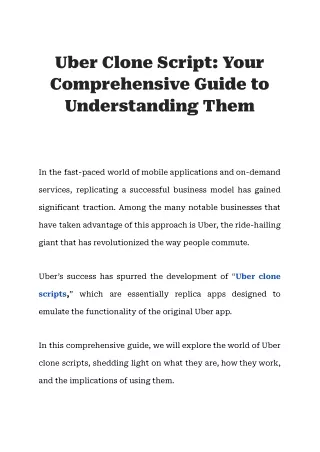 Uber Clone Script_ Your Comprehensive Guide to Understanding Them