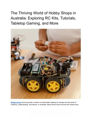 The Thriving World of Hobby Shops in Australia_ Exploring RC Kits, Tutorials, Tabletop Gaming, and More