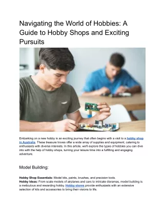 Navigating the World of Hobbies_ A Guide to Hobby Shops and Exciting Pursuits